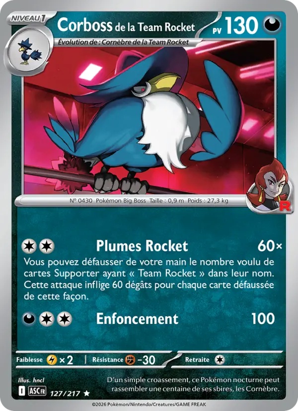 [127/217] Corboss de la Team Rocket 127/217 Reverse