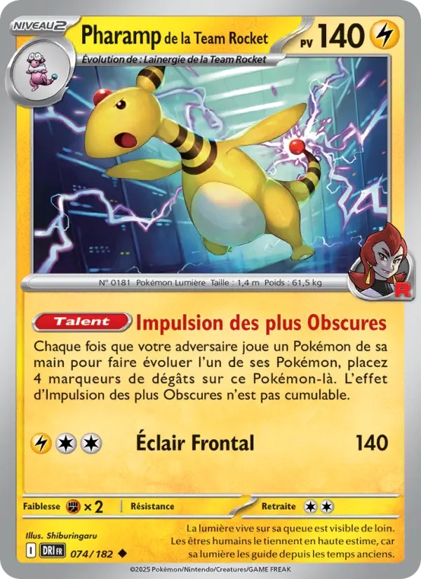 Pharamp de la Team Rocket 074/182 Reverse